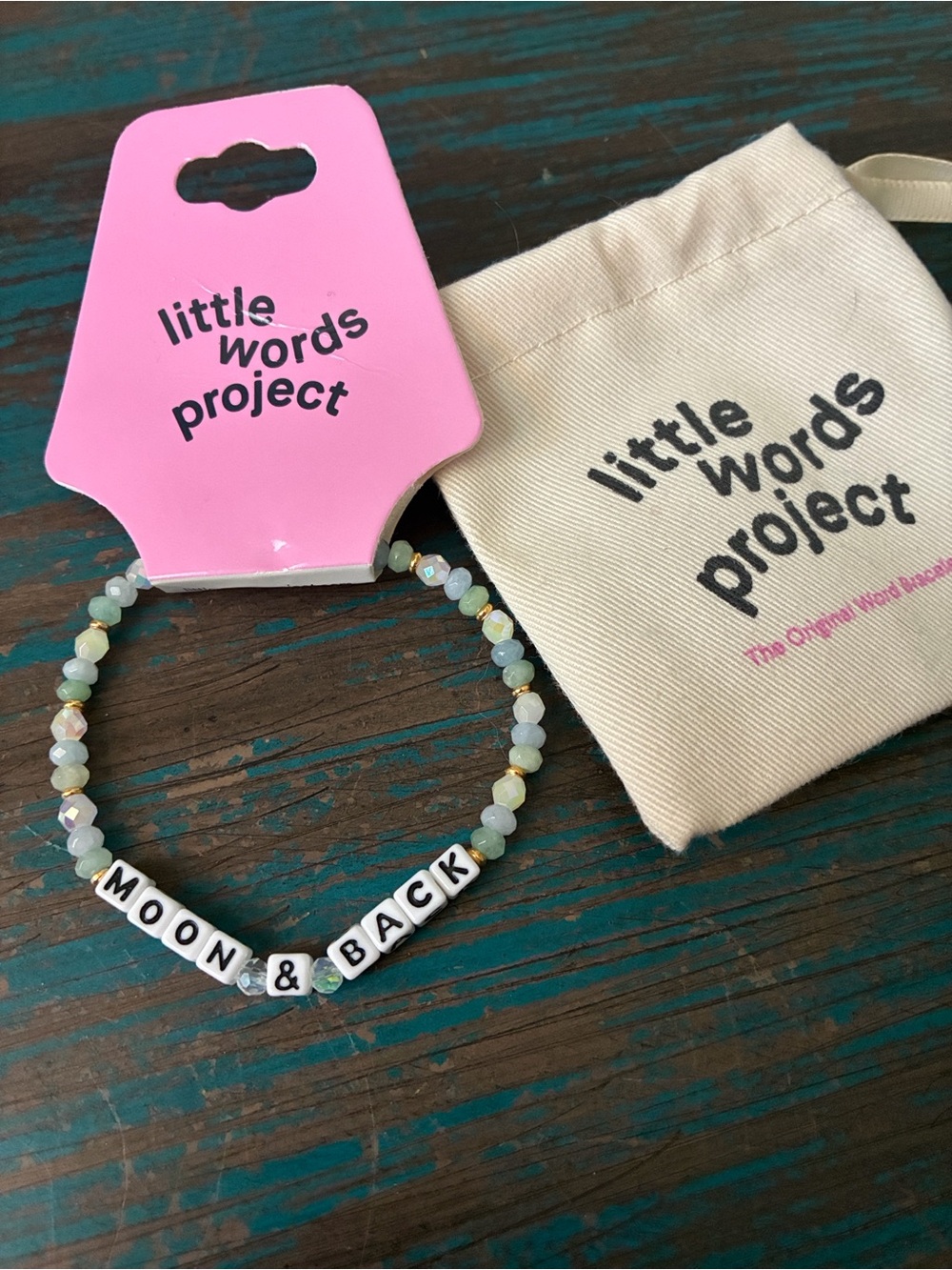 Little Words Project 'Moon & Back' aqua Beaded Bracelet
